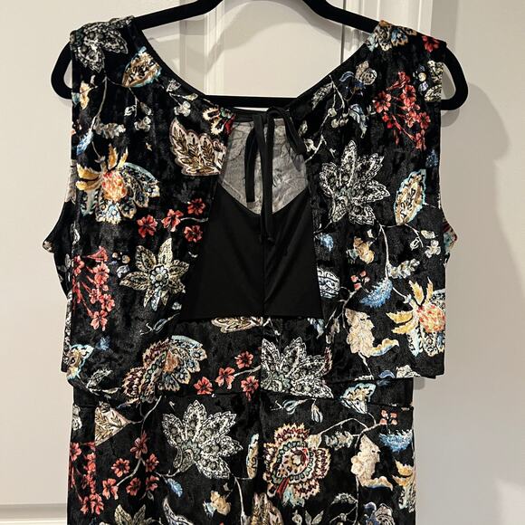NWT $396 Eva Franco 10 M Velvet Floral Hi Lo Ruffle Maxi Dress - Picture 5 of 8